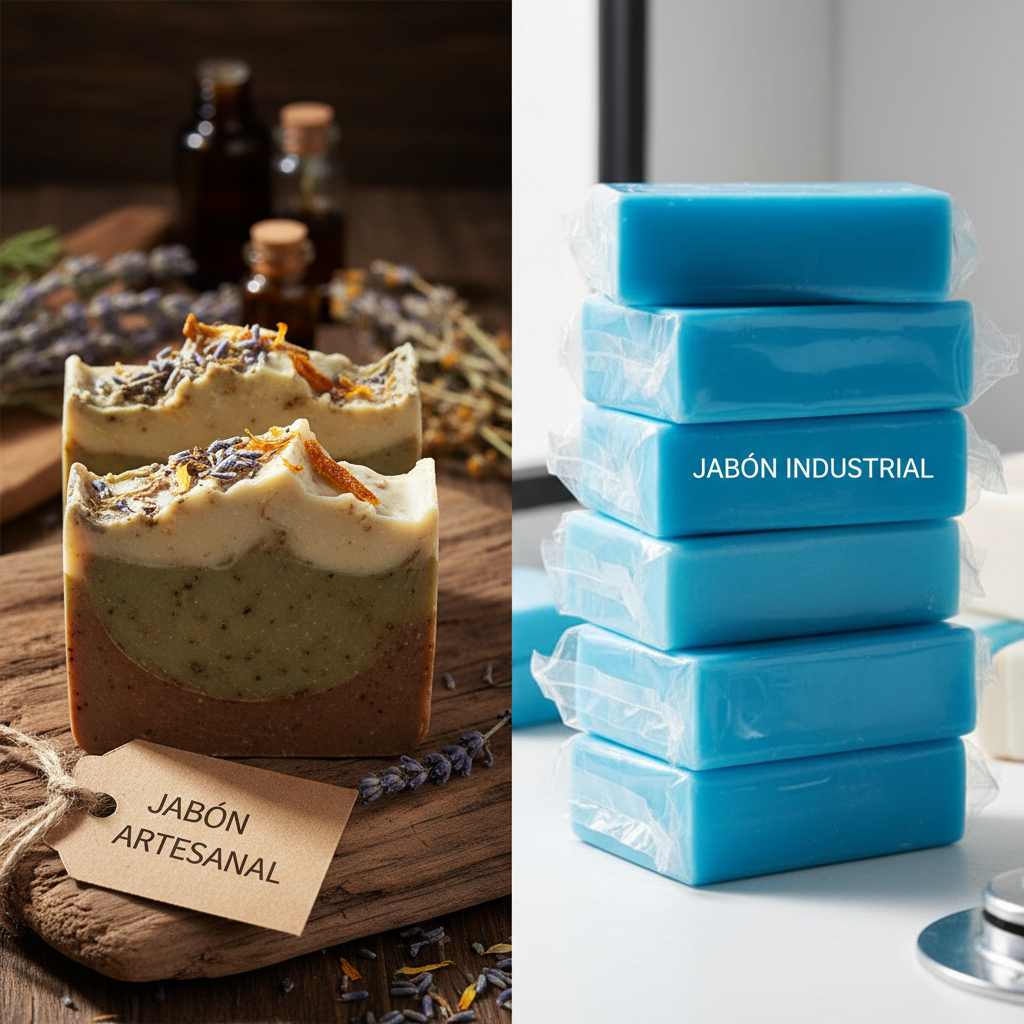 jabón natural artesanal vs jabón industrial Colombia Caribe Pasión