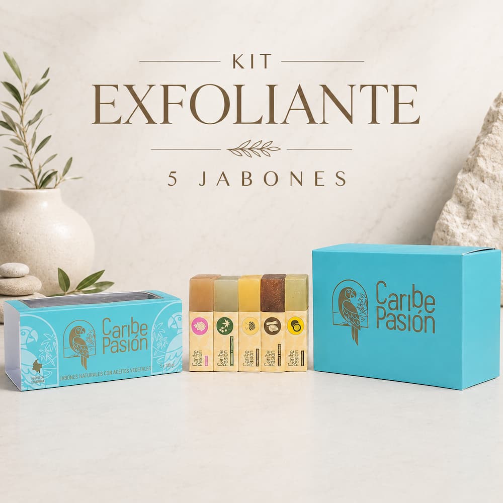 Kit Exfoliante con cinco jabones artesanales de Caribe Pasión