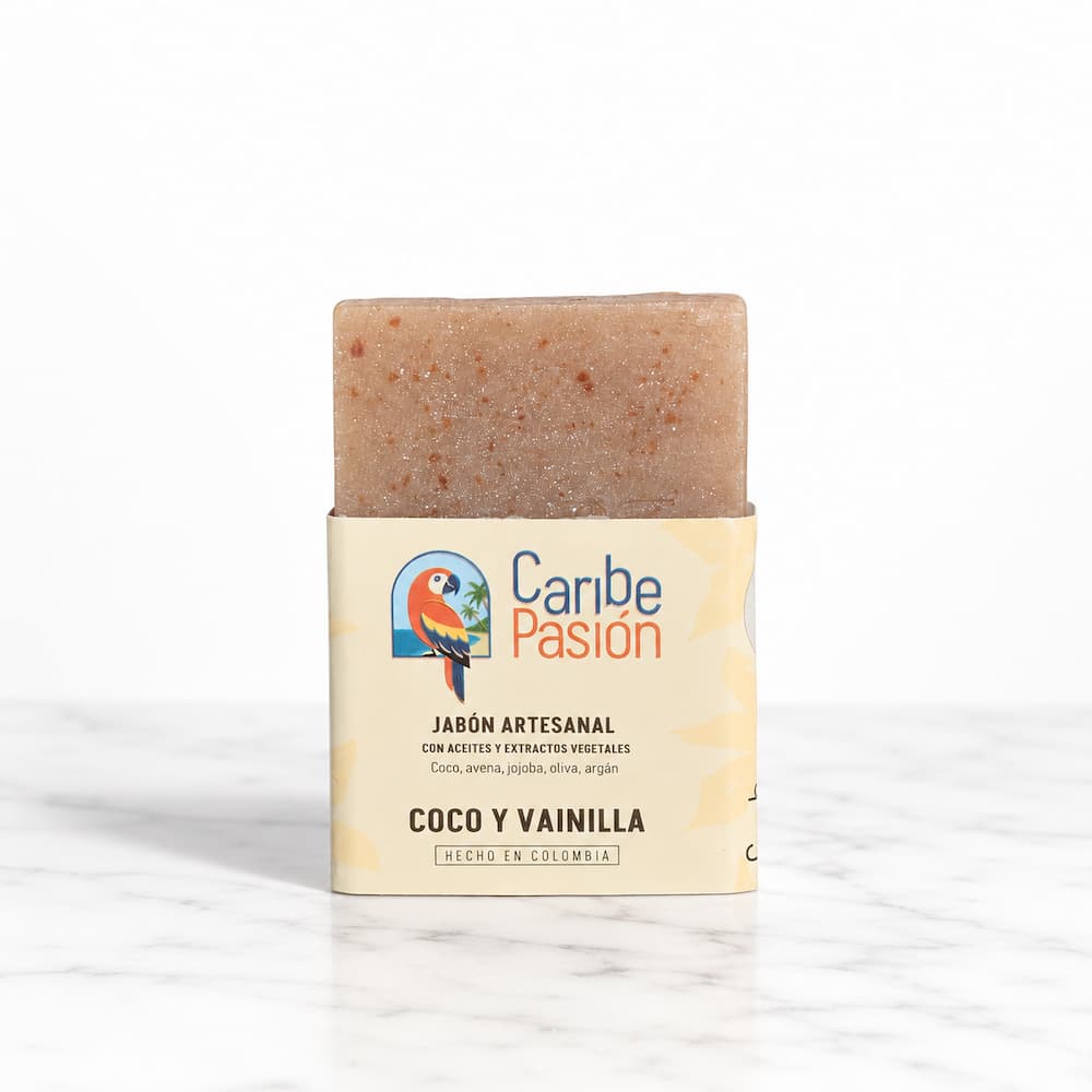Jabón artesanal Coco y Vainilla de aroma dulce y tropical
