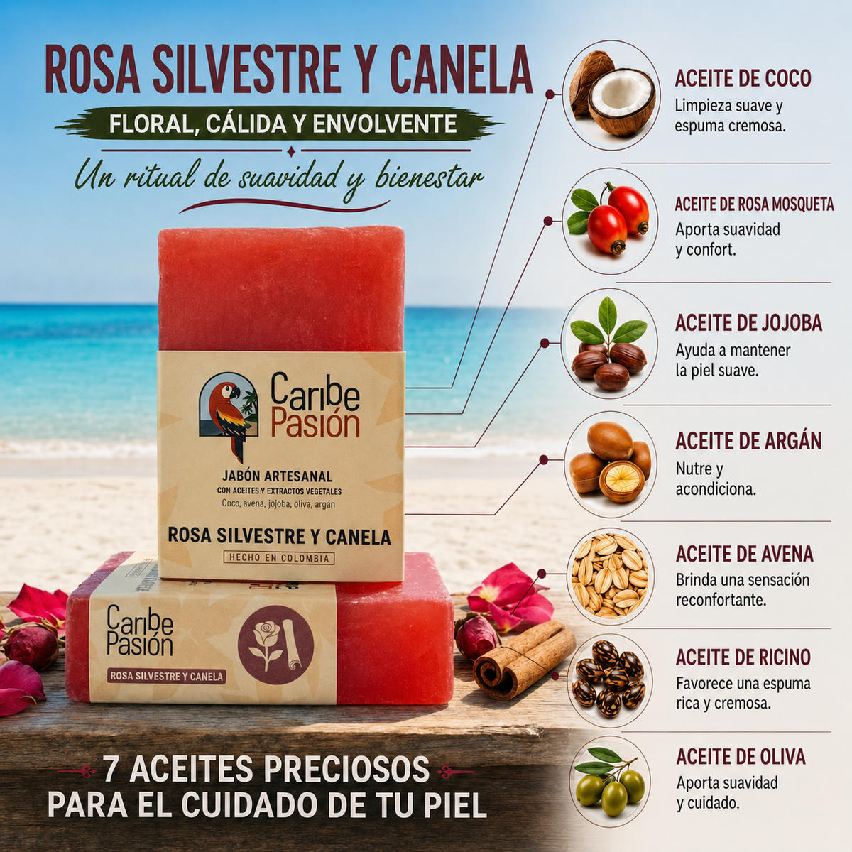 Jabón de Rosa Silvestre y Canela: beneficios para la piel