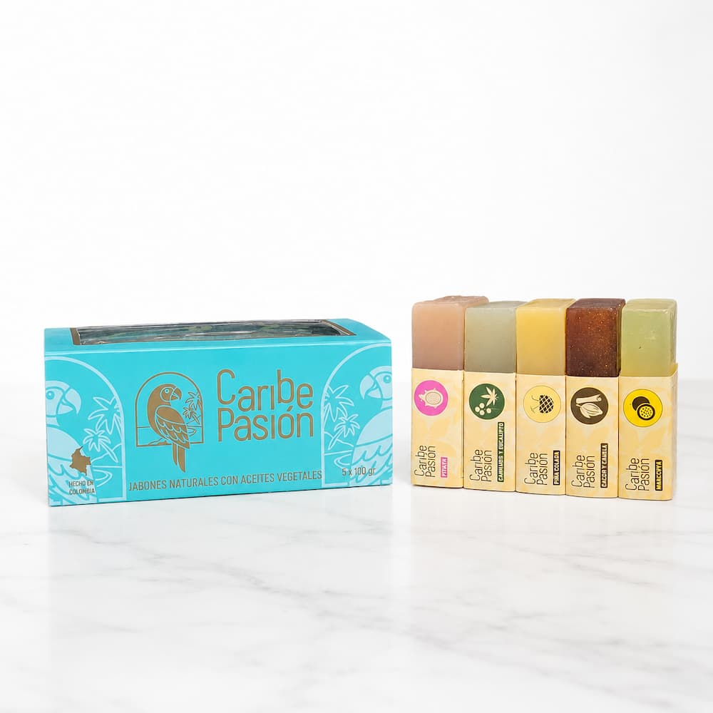 Kit de regalo con jabones exfoliantes y fragancias tropicales