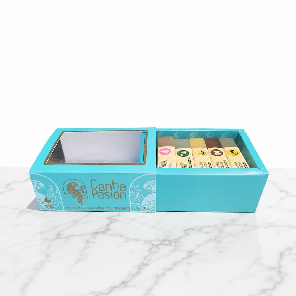 Caja del Kit Exfoliante con jabones artesanales colombianos