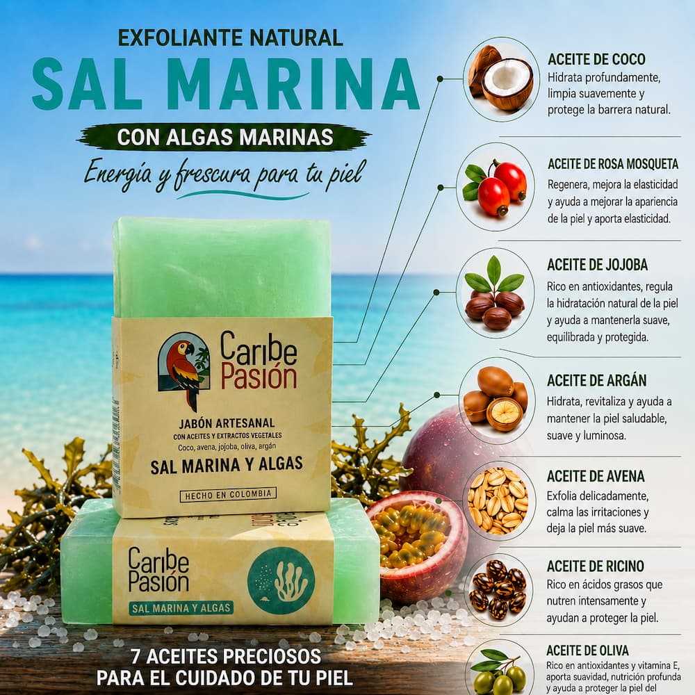 Natural soap with sea salt and algae