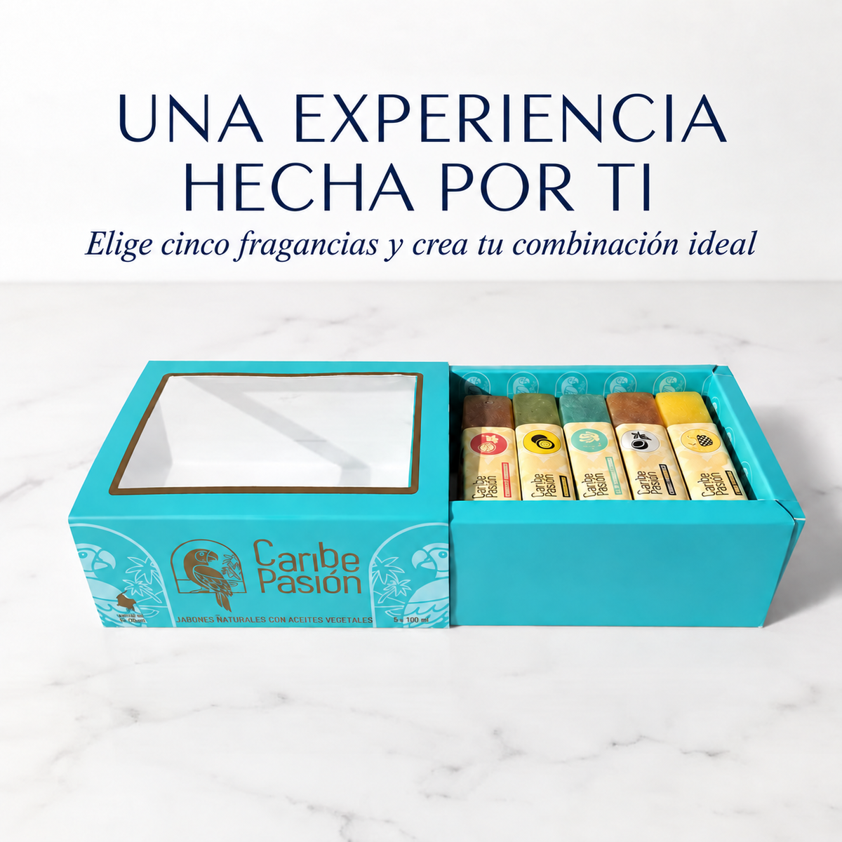 Kit de regalo con 5 jabones de colores y fragancias inspiradas en el Caribe colombiano