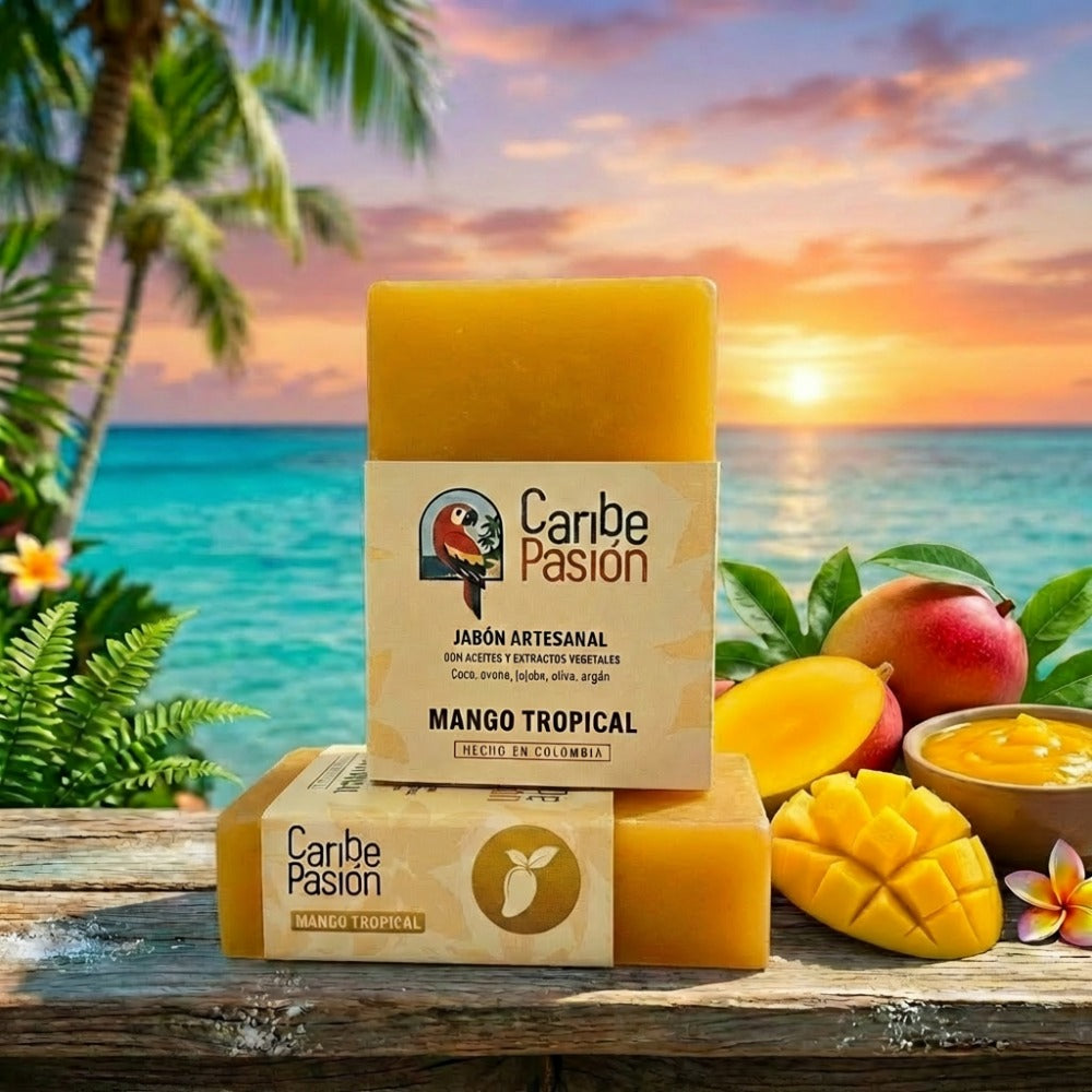Jabón artesanal de mango tropical de Caribe Pasión