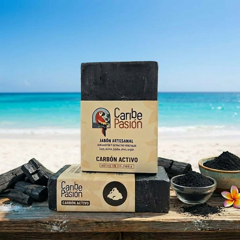 Jabón artesanal de carbón activado de Caribe Pasión