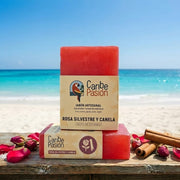 Jabón natural de rosa silvestre y canela de Caribe Pasión