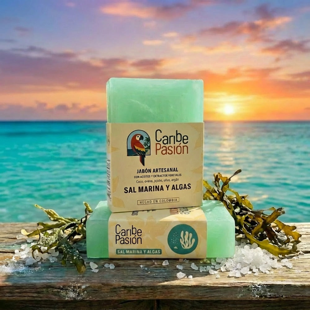 Jabón artesanal de sal marina y algas de Caribe Pasión